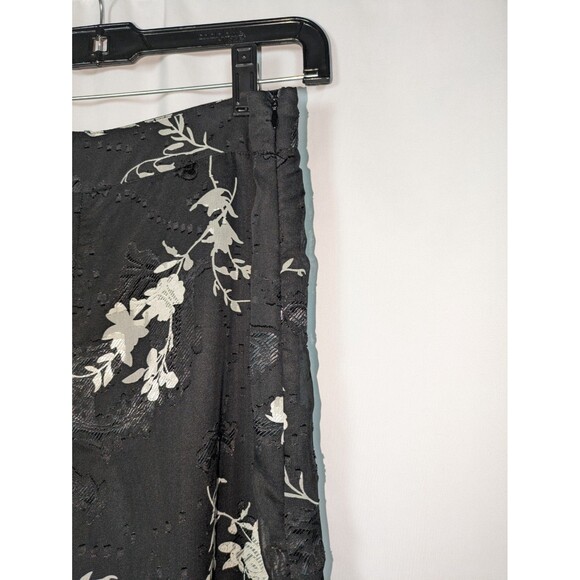 Lulus Pants M Women's Black White Floral Woven Wide Leg Lined Ankle Length Chic - Picture 5 of 9